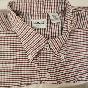 L.L. Bean Men's Checkered Red and White Shirt Sz 18-36